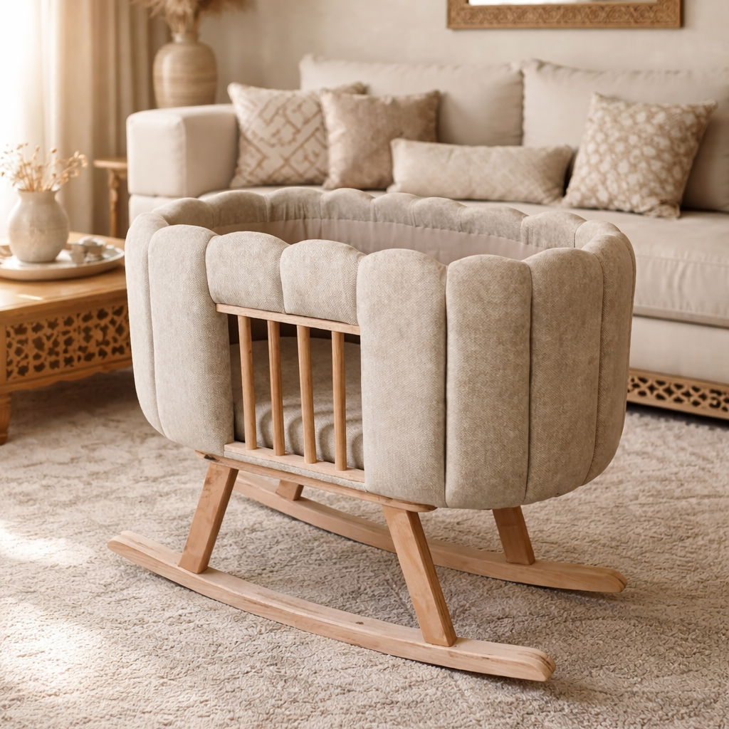 Berceau bébé à bascule design scandinave