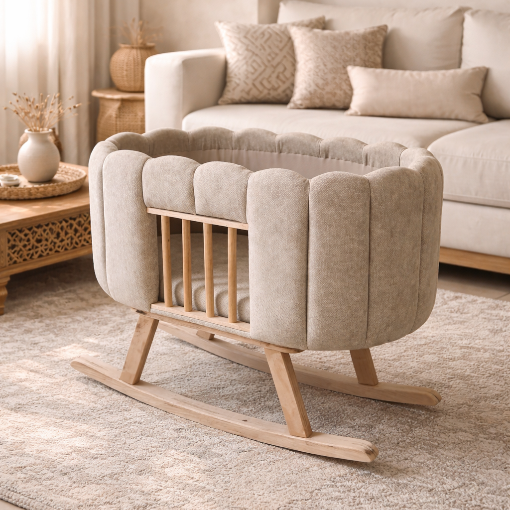 Berceau bébé à bascule design scandinave